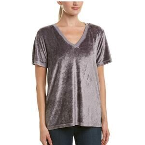 Michael stars velvet galvanized gray slouchy v neck short sleeve blouse small
